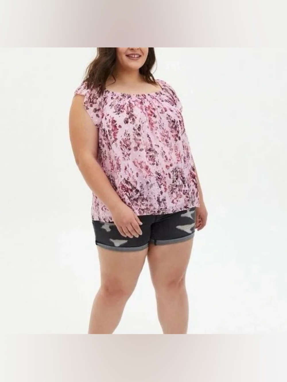 Torrid Plus size Floral Blouse Size 3x Lightweight Sheer Ruffle Sleeve Top